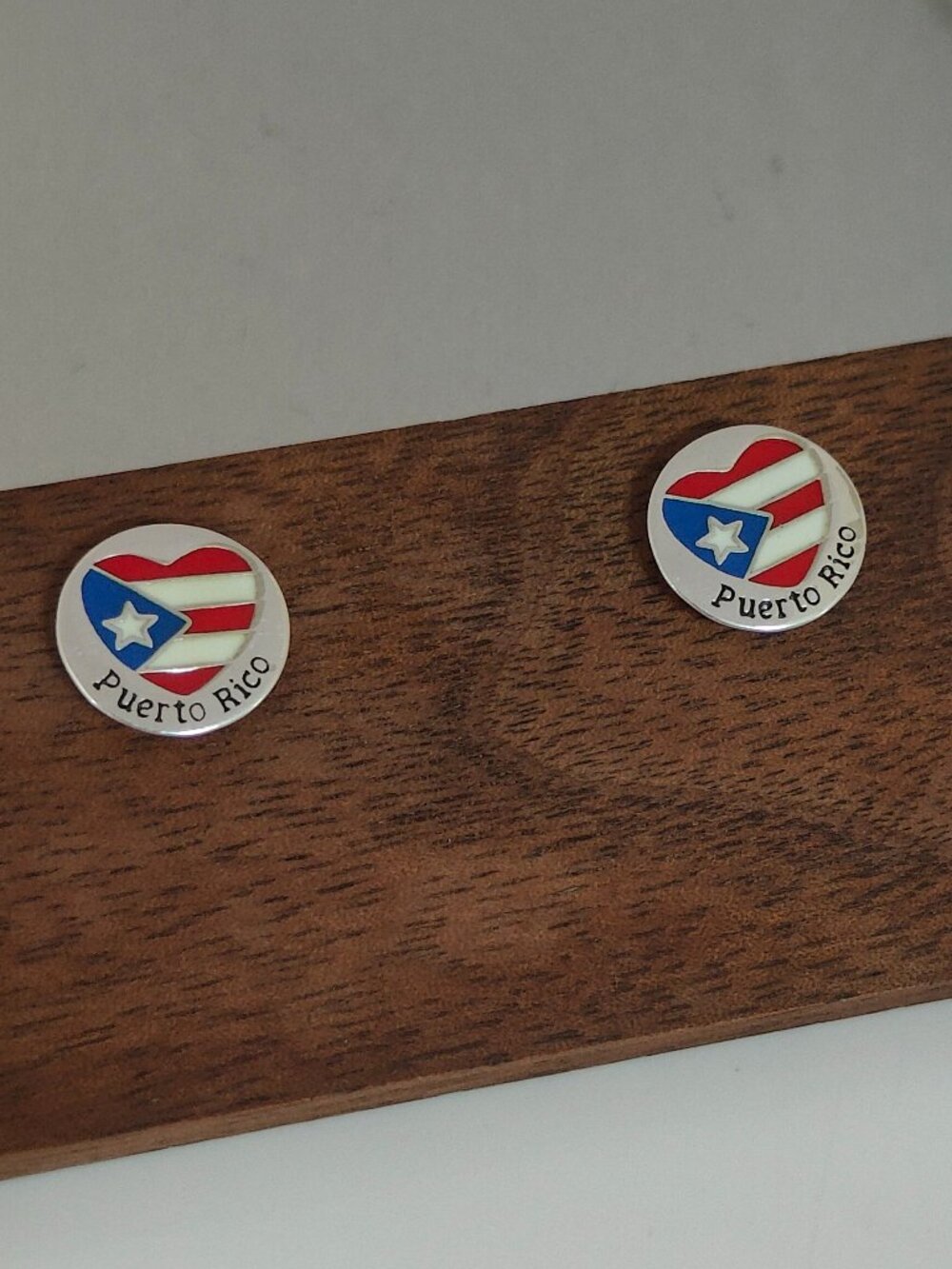 Puerto Rico Heart Flag Travel Vacation Stud Earring S925 Silver
